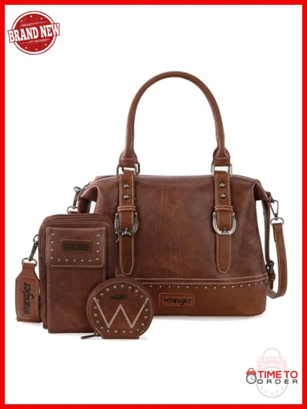 Faux Leather Doctor Bag 3-Piece Set with Top Handle and Detachable Strap